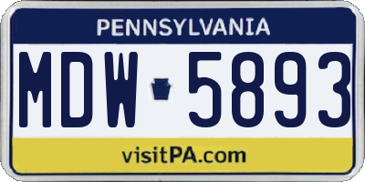 PA license plate MDW5893