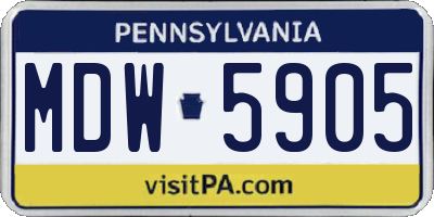 PA license plate MDW5905
