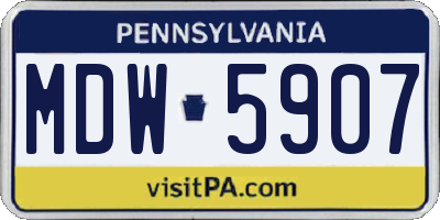 PA license plate MDW5907
