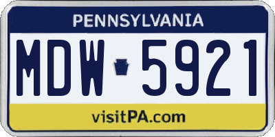 PA license plate MDW5921
