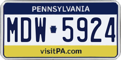 PA license plate MDW5924