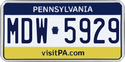 PA license plate MDW5929