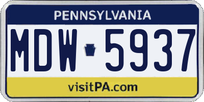 PA license plate MDW5937