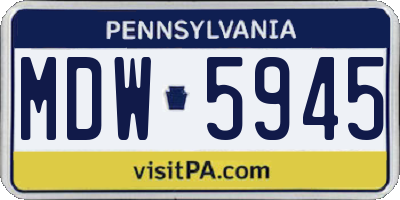 PA license plate MDW5945