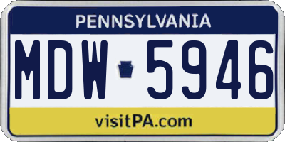 PA license plate MDW5946