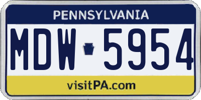 PA license plate MDW5954