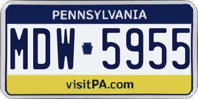 PA license plate MDW5955