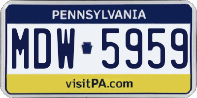 PA license plate MDW5959