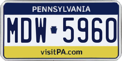 PA license plate MDW5960