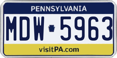 PA license plate MDW5963