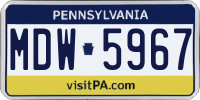 PA license plate MDW5967