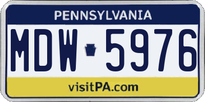 PA license plate MDW5976