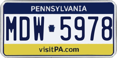 PA license plate MDW5978