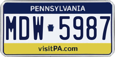 PA license plate MDW5987
