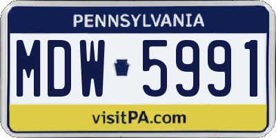 PA license plate MDW5991