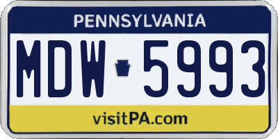 PA license plate MDW5993