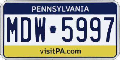 PA license plate MDW5997