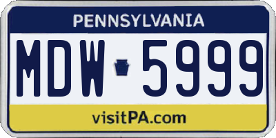 PA license plate MDW5999