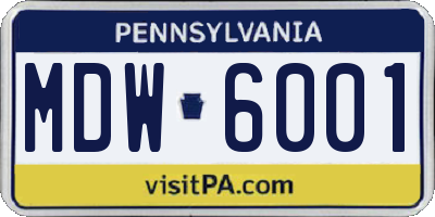 PA license plate MDW6001