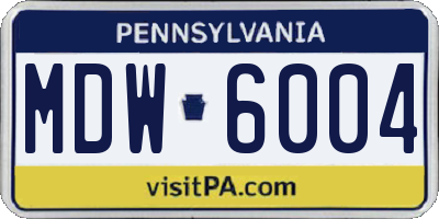 PA license plate MDW6004