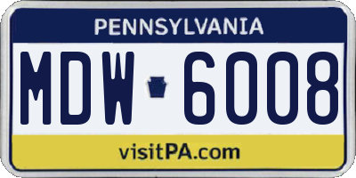 PA license plate MDW6008