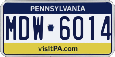 PA license plate MDW6014