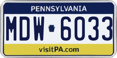 PA license plate MDW6033