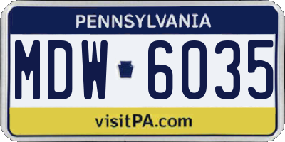 PA license plate MDW6035