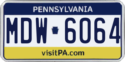 PA license plate MDW6064