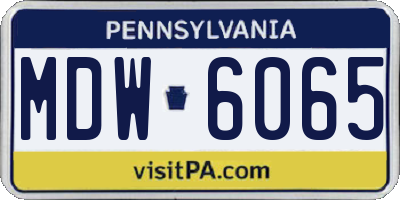 PA license plate MDW6065