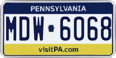 PA license plate MDW6068