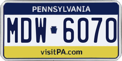 PA license plate MDW6070