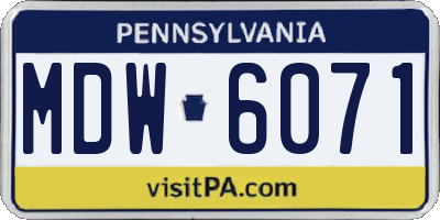 PA license plate MDW6071