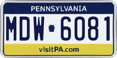 PA license plate MDW6081
