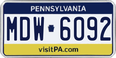 PA license plate MDW6092