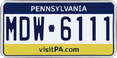 PA license plate MDW6111