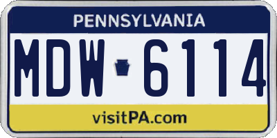 PA license plate MDW6114