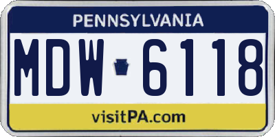 PA license plate MDW6118
