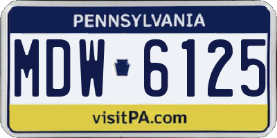 PA license plate MDW6125