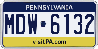 PA license plate MDW6132