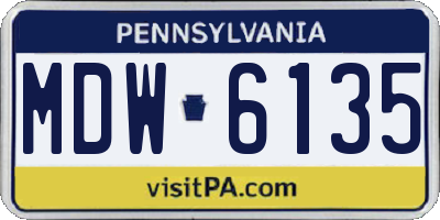 PA license plate MDW6135