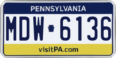 PA license plate MDW6136