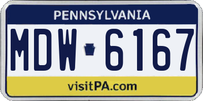 PA license plate MDW6167