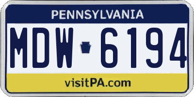PA license plate MDW6194