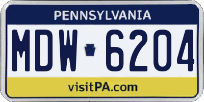 PA license plate MDW6204