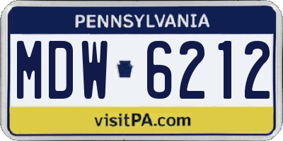 PA license plate MDW6212
