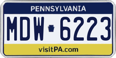 PA license plate MDW6223