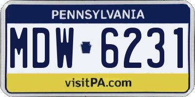 PA license plate MDW6231