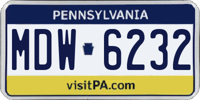 PA license plate MDW6232