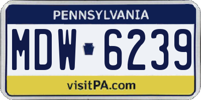 PA license plate MDW6239